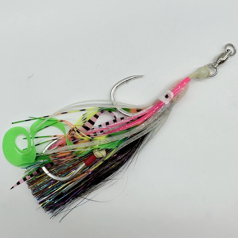 Kevlar soft fishing lure Assist hook Tinsel line  Luminous Octopus Fishing String Hook Bait Double Hooks pesca lures