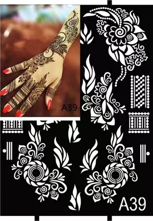 OEM 18*24cm  over 200 models henna flower henna tattoo hand PVC stencils templates design with photo