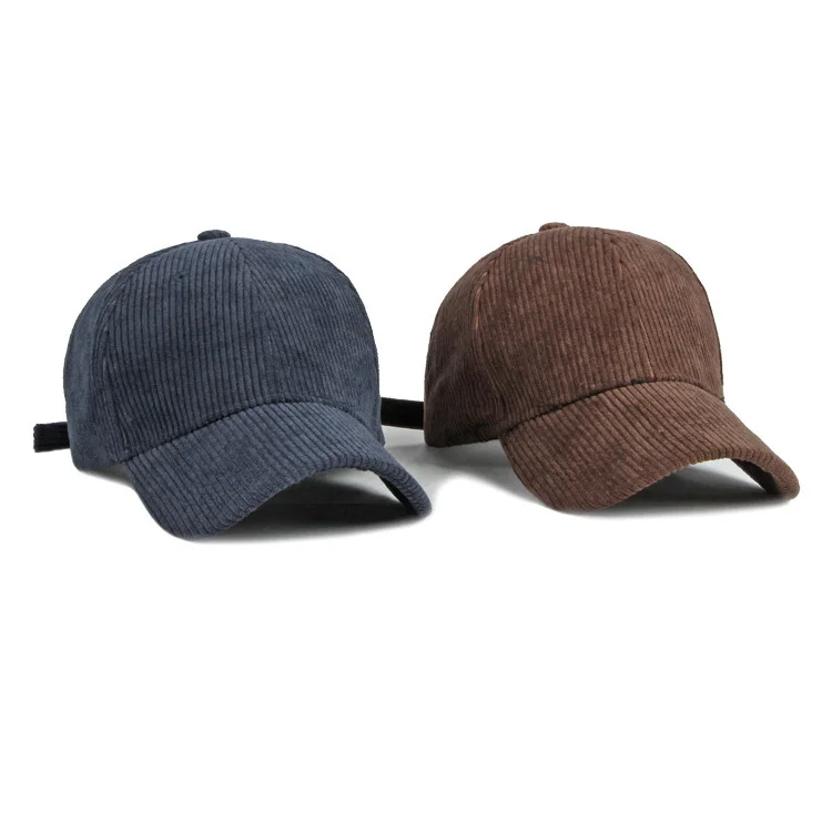 Fashion wholesale winter Simple solid color cap  warmth vintage blank dad hat men sport Corduroy baseball cap