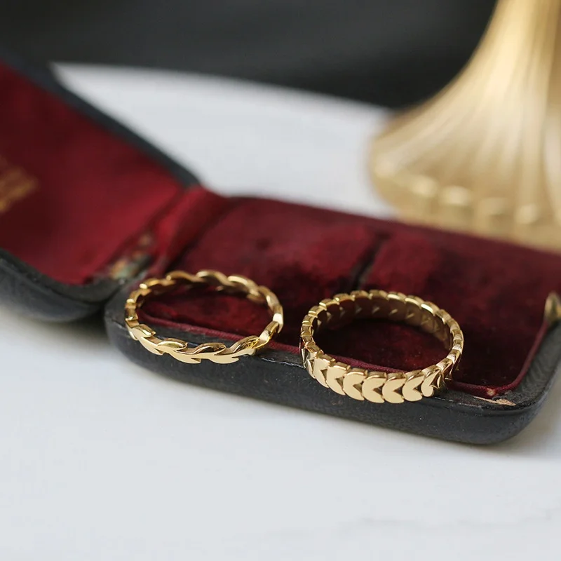 18K gold plated real gold ring new design wheat spike ring plant wicker stainless steel ring suitable for women gifts