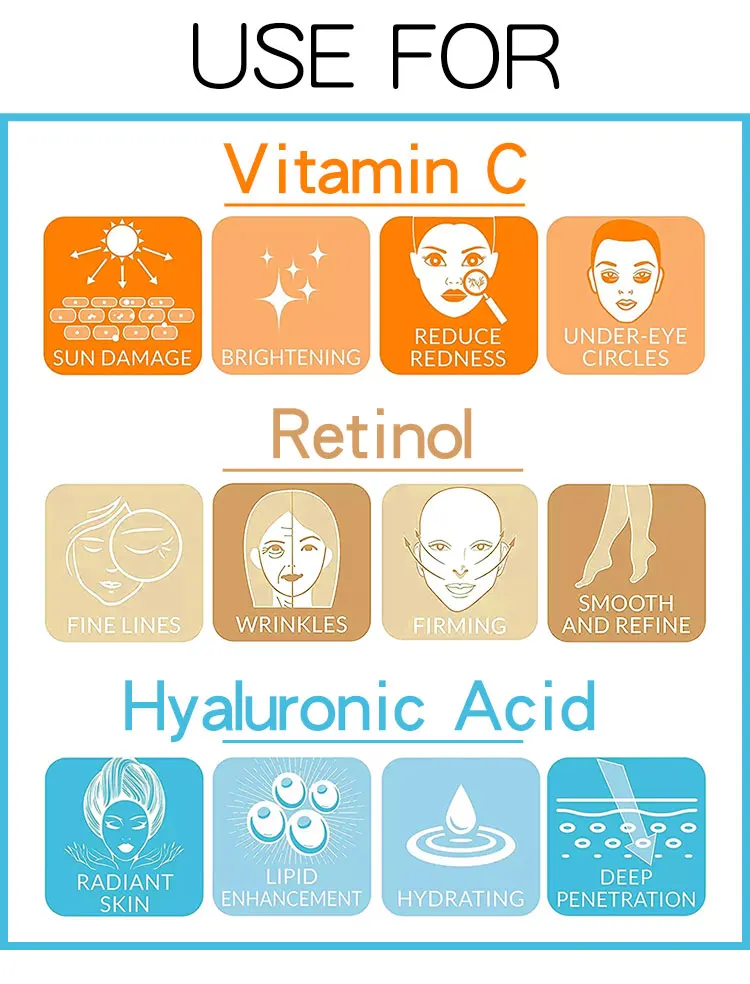 Private Label Face Skincare Whitening Vitamin C Retinol Hyaluronic Acid Serum