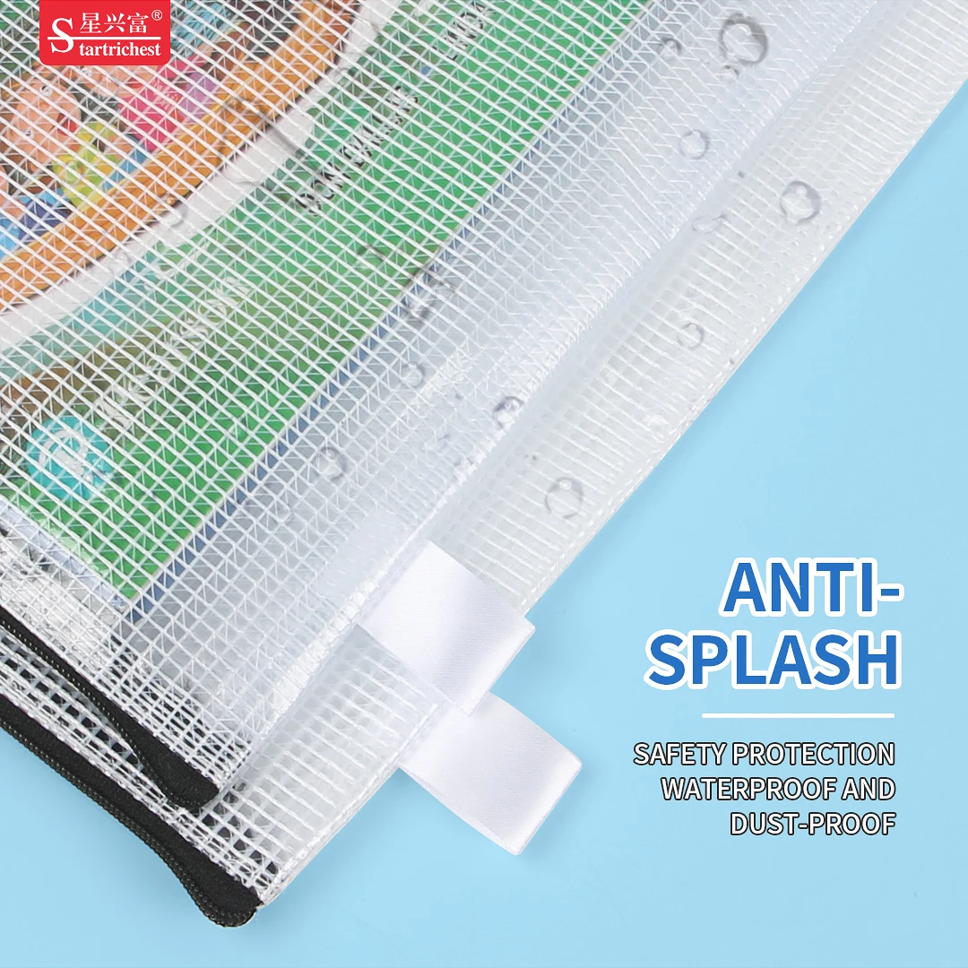 Custom Logo 24*11 Document Organizing Black Zip Small Mesh Zipper Bag Pencil Pouch for Student Teacher School Supplies Storage