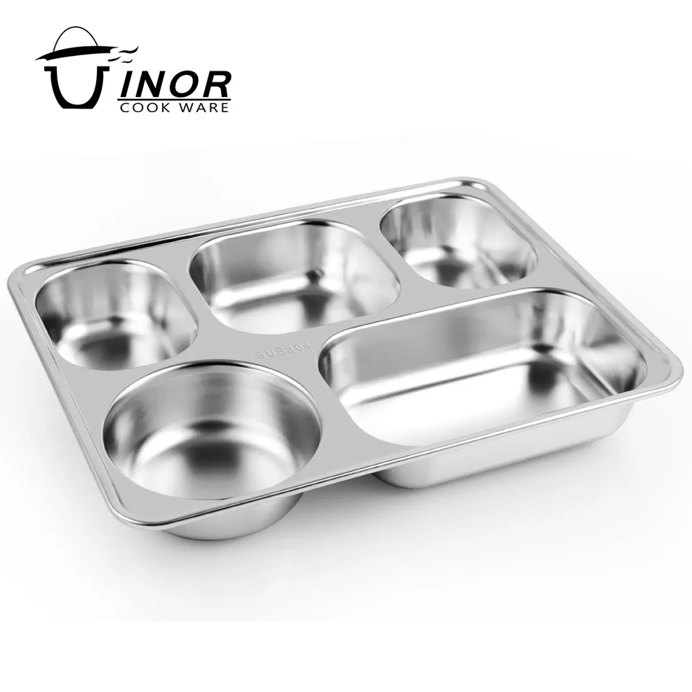 restaurant metal 3 compartment plate divided fast food tray for kids