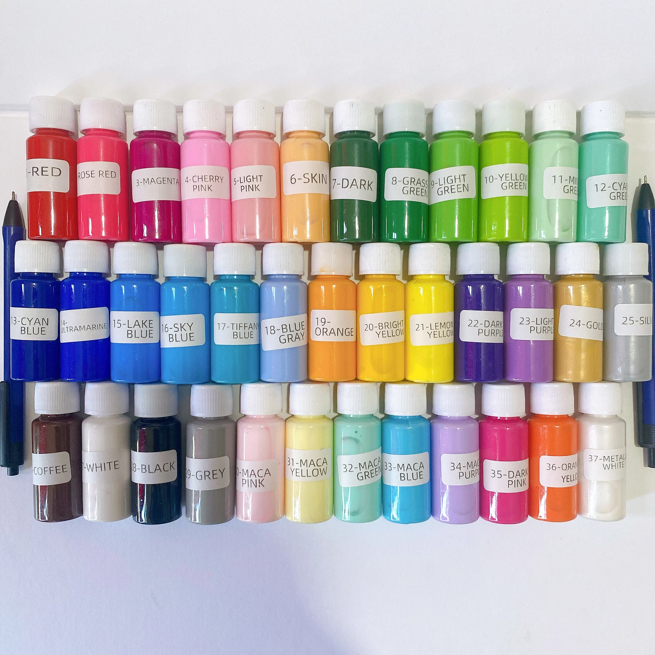 20ml/30ml/60ml/120ml/500ml/1L Fluid Bear Acrylic Paint 44 Colors Pouring Paint High Flow Acrylic Paint For Fluid Bear Pouring