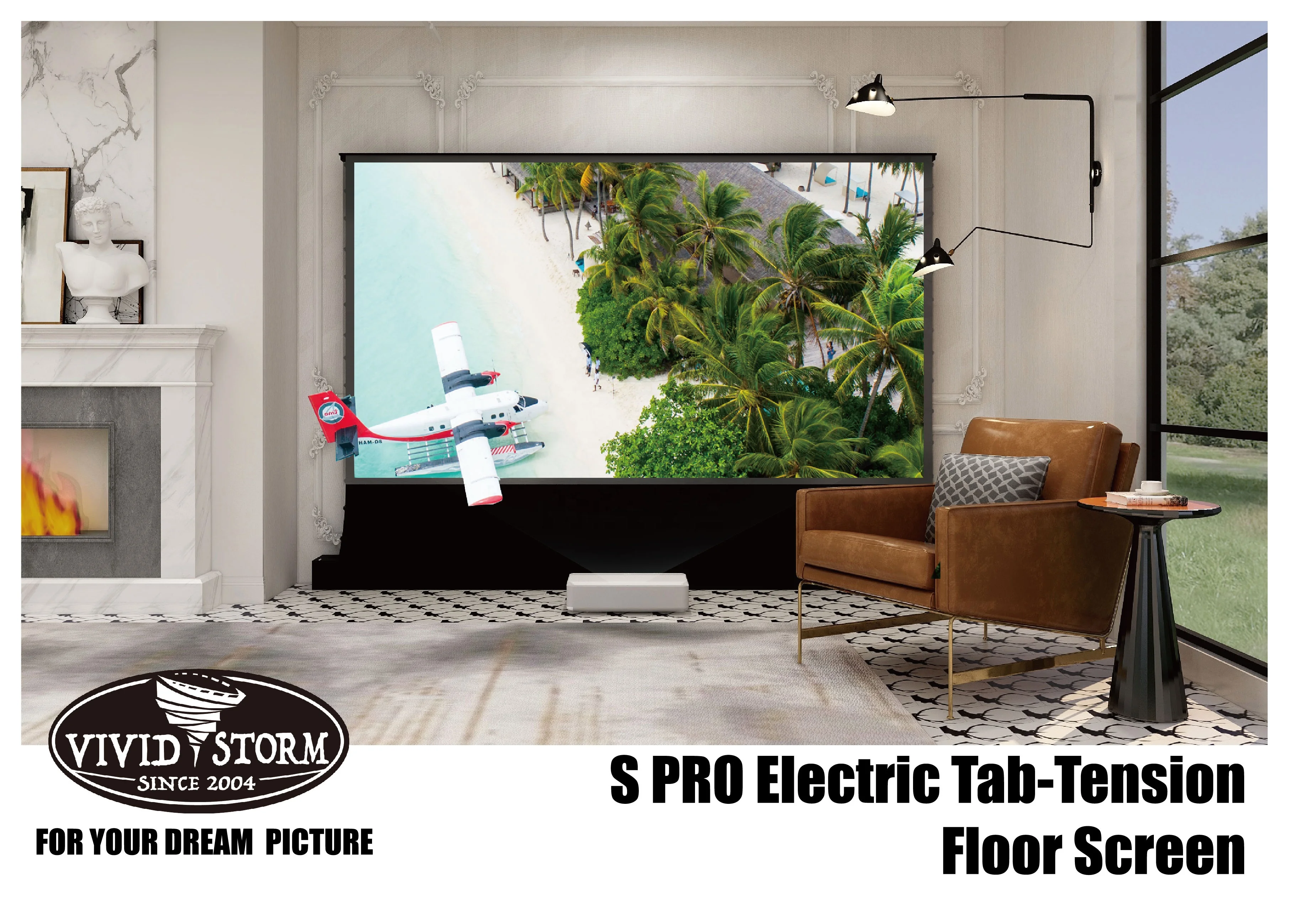 VIVIDSTORM S PRO 120 дюймовый Электрический Напольный экран ALR для ультракороткого лазерного проектора