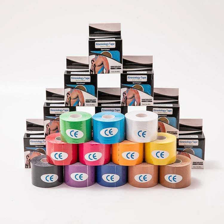 Оптовая продажа, индивидуальный принт, многоцветная Спортивная кинезиологическая спортивная лента, водонепроницаемая кинезиологическая лента, спортивная лента для мышц
