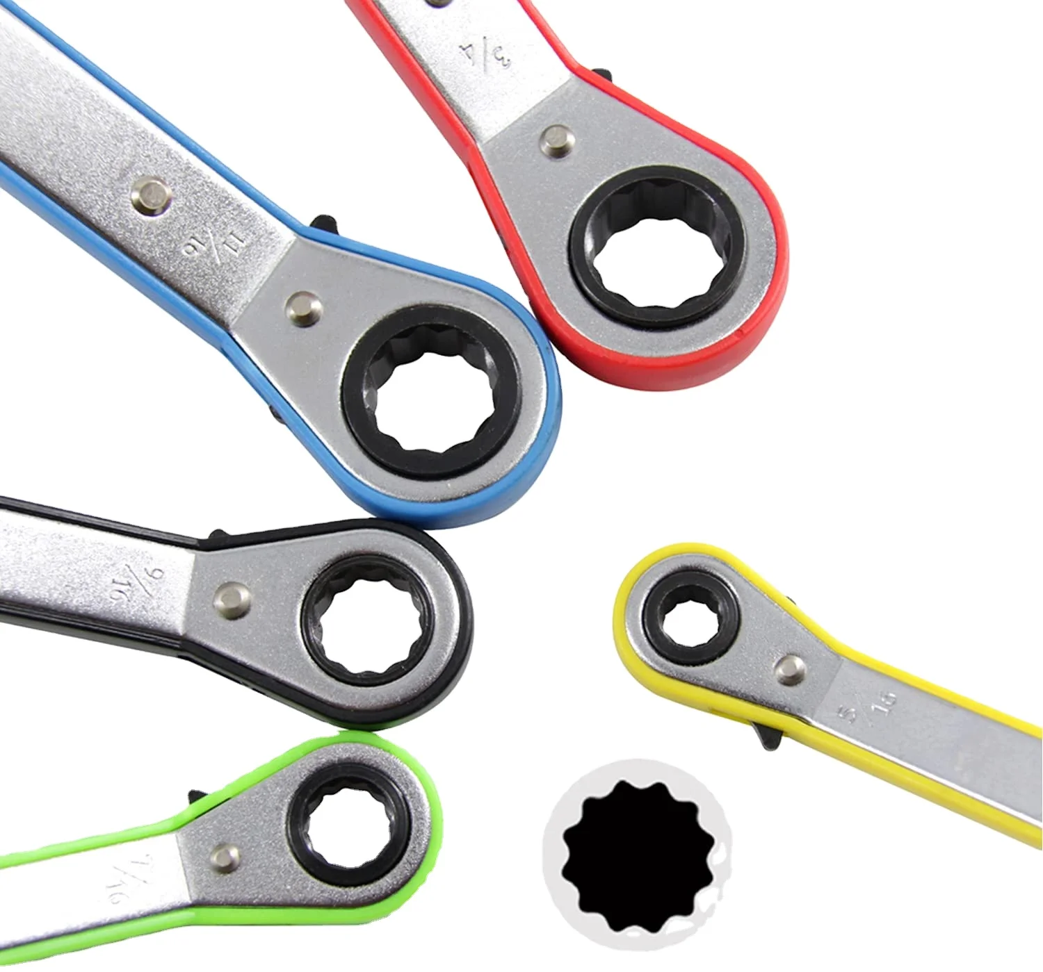 Hot Selling Five Colors Reversible Universal Ratchet Double Ring Torque Wrench Spanner