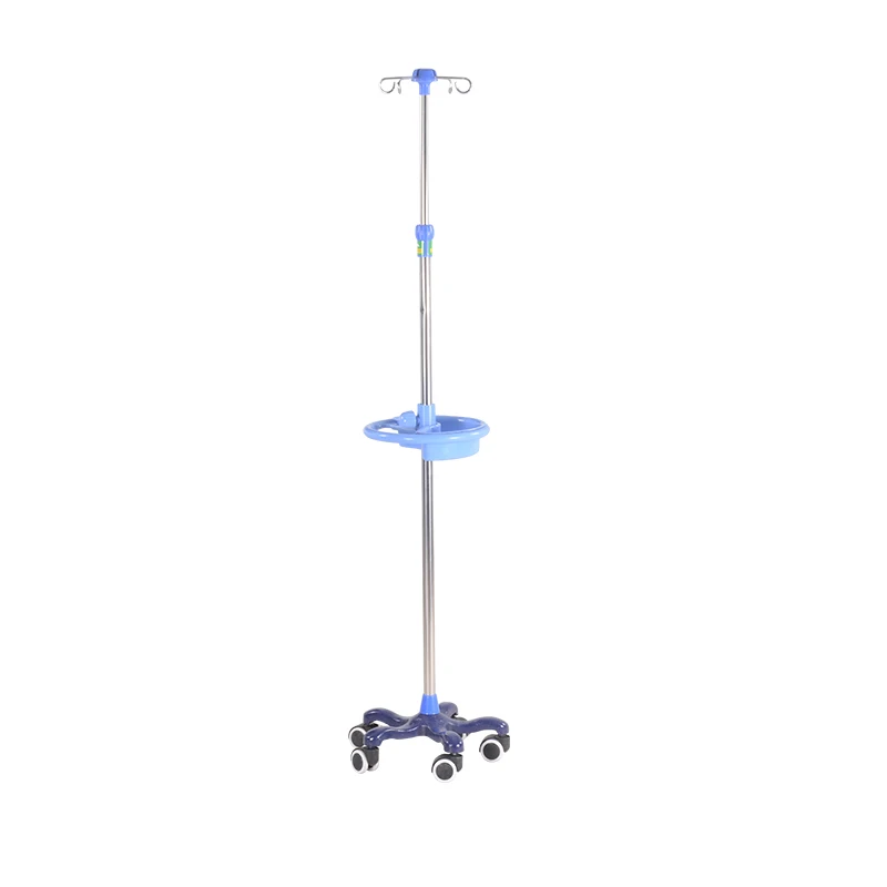 Hospital treatment infusion pole Height adjustable stainless steel 5 wheels clinic hospital iv pole