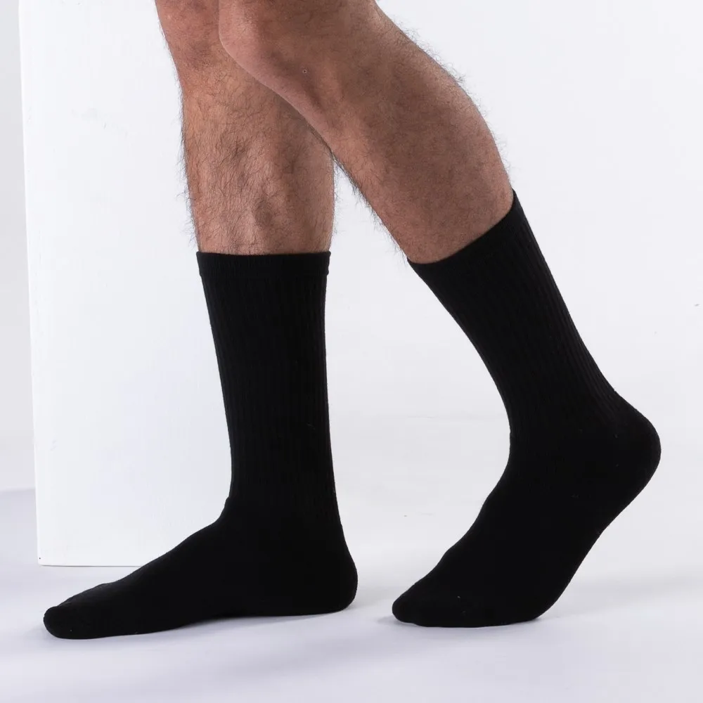 Cotton Plain Black Socks Mens Sports Crew Short Stockings Black Socks Unisex Polo Socks