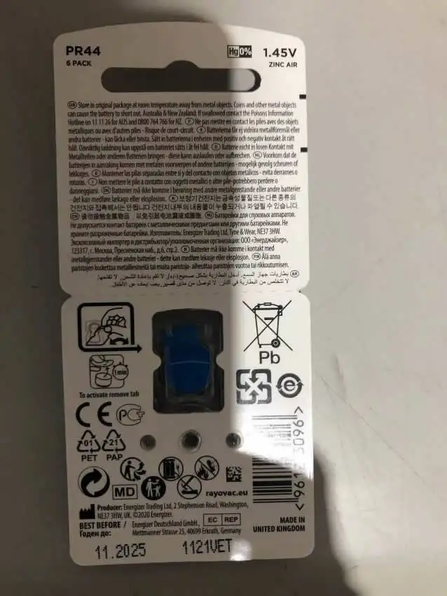 Cochlear Batteries Rayovac Implant Pro Plus Cochlear Implant Batteries A675 with 1.45V