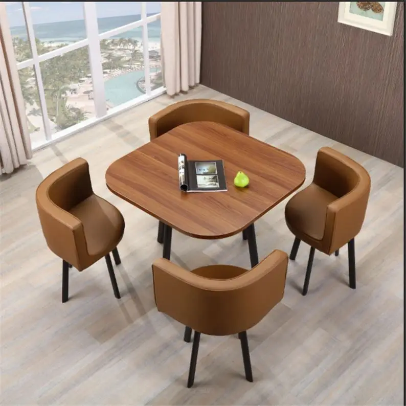 Customize color modern Nordic restaurant dining furniture negotiation table and chair set for selling