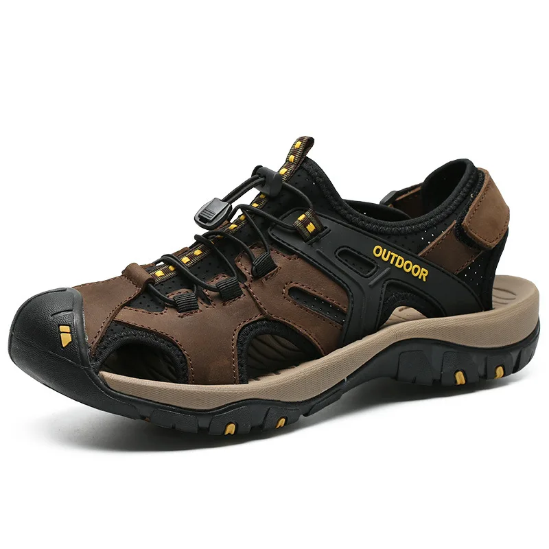Cowhide Surface Beach Shoe Custom Logo Slide Sandals Mens,Sandal For Male