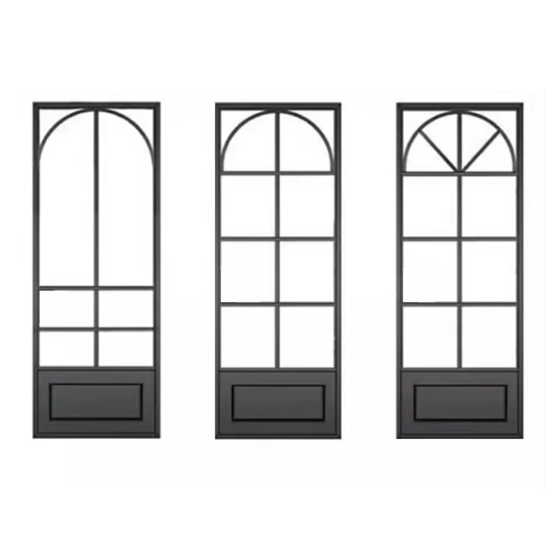 French Arches Glass Old Iron Door White Black Color Retro Design Interior Entry Interior Door