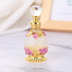 15ml European Middle East Dubai Patent Metal Tulip Flower Perfume Bottle Glass Essential Oil Attar Bottle Factory Outlet#81144SG