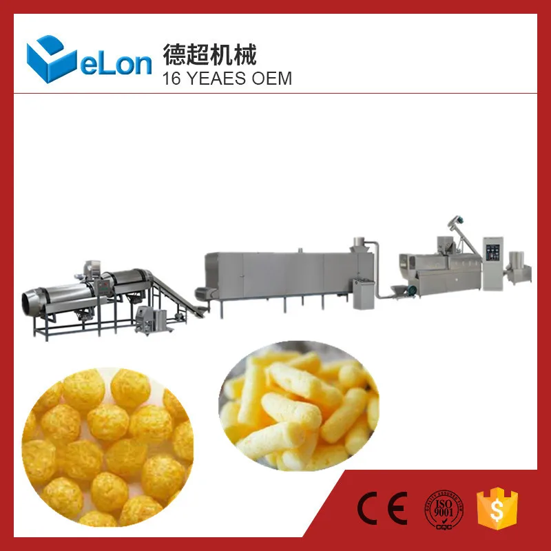 Small Automatic Cereal Rice Puffed Corn Snack Food Production Line Extruder Machine