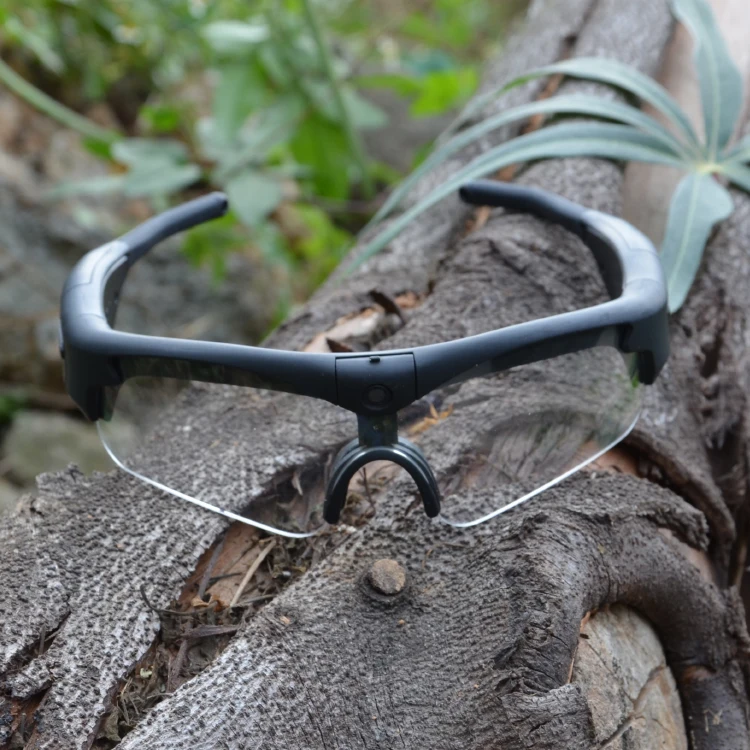 hot Gogloo E7 High performance 1080P wifi camera glasses for Racing sports ( with Tiltable camera black frame and clear lenses )