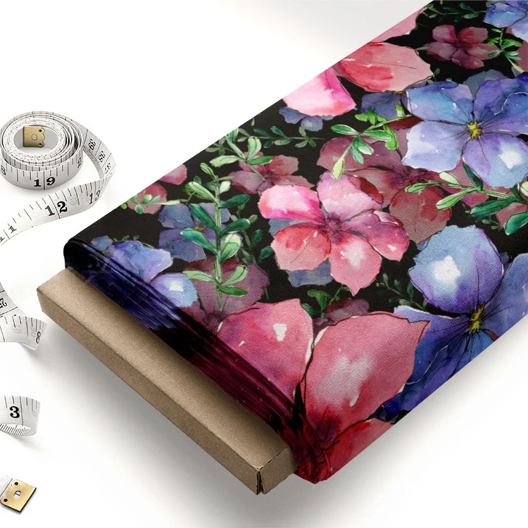 High Quality 95% Cotton 5% Spandex 4 Way Stretch Knit Jersey Custom Printed Cotton Fabric By The Yard