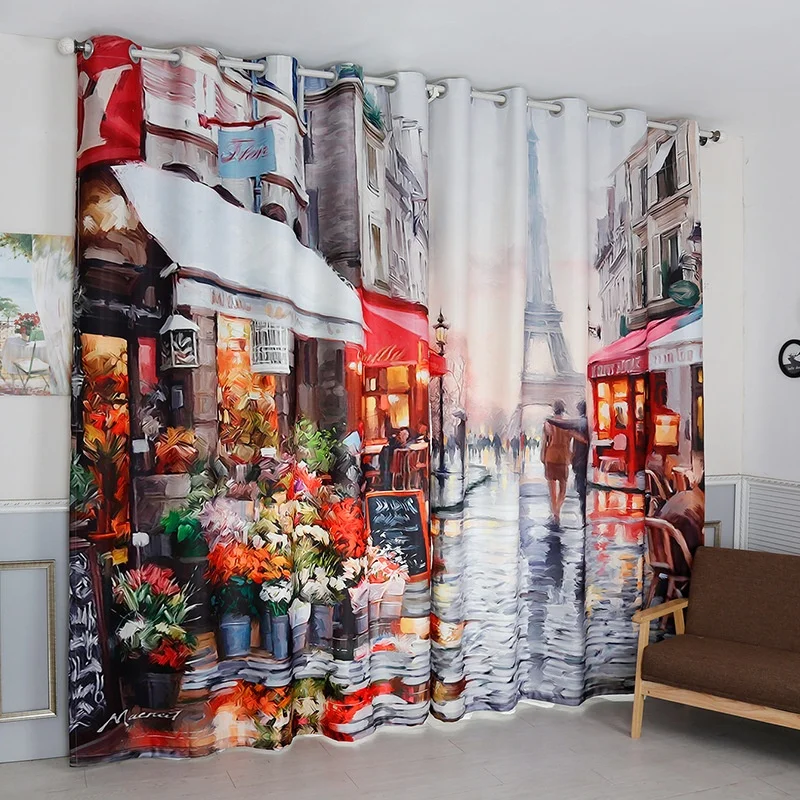 factory wholesale Curtain fabric pattern of Nature printing  curtains for bedroom forest Drapes for Living  Dining Room