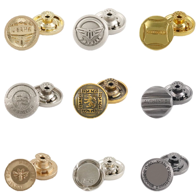 Washable Custom Botones Denim Jeans Personalizados Rivet Engraved Logo Brass Button Stainless Steel Jeans Buttons for Clothes