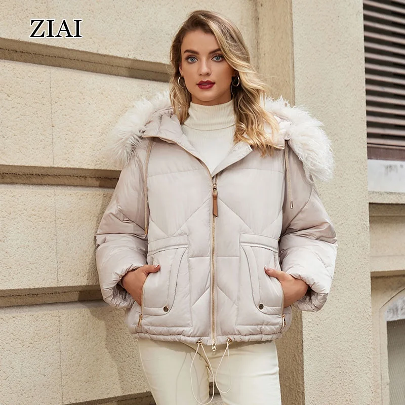 Wholesale Oversize Black Short Puffer Coat with Big Fur Hood Zippered Puffer Jacket Coat Short Puffer Coat