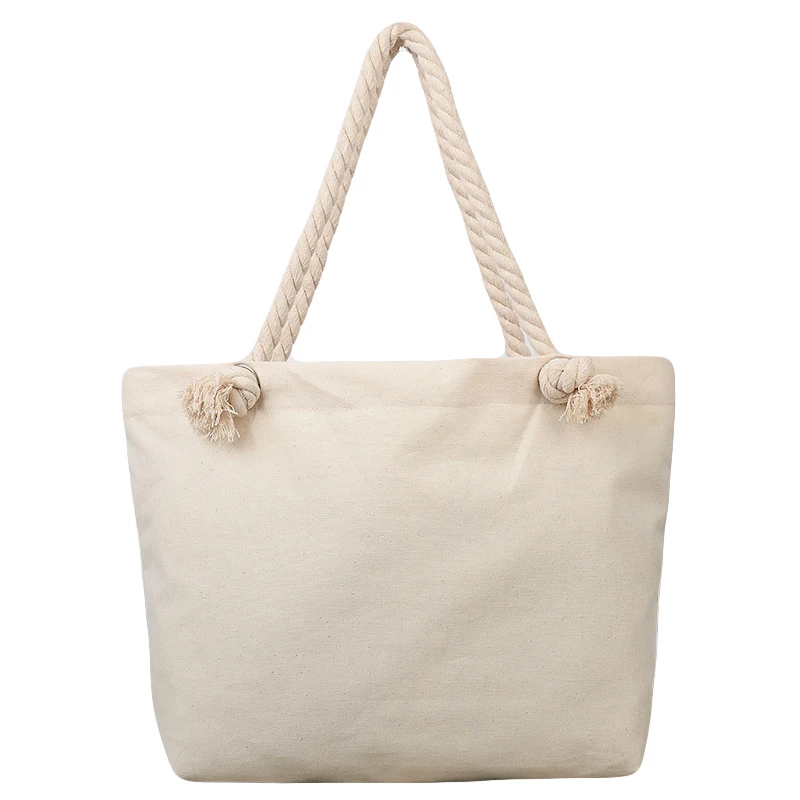 Tote Bag for Women Beach Canvas Cotton Shopping Bags Fashion Leather Handbags Guangzhou High King Factory Plain 10 Pc/opp Bag