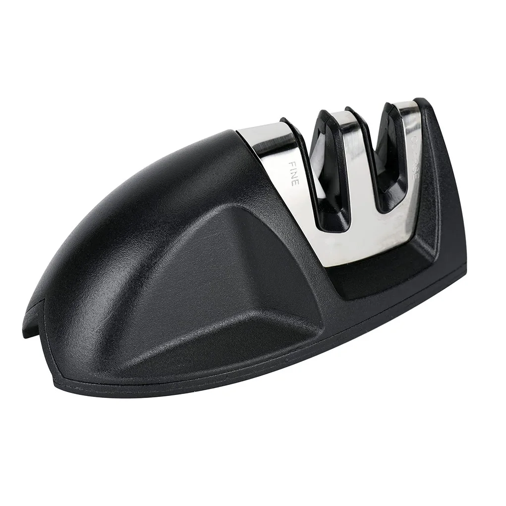 kitchen 2 stage small knife sharpen edge grip black portable knife sharpener