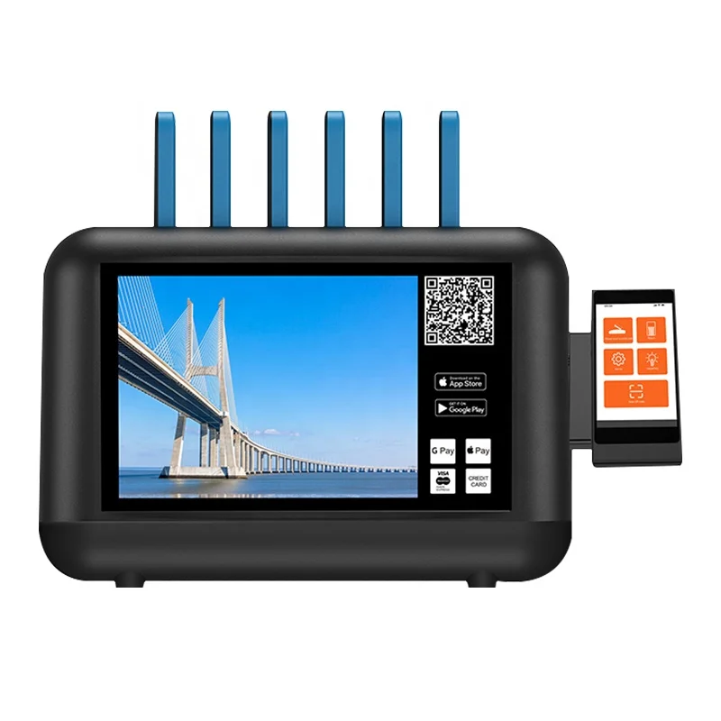 STW 5000mah fast Phone charger mobile shared power bank charging station rental 6 slots public sharing station with POS machine