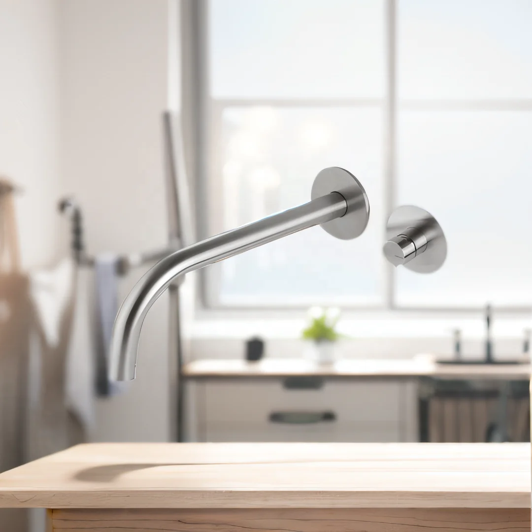 Two Holes concealed Brushed Golden Basin Hot and Cold Water Faucet Bathroom Washbasin wall mounted mixer for basin water mark