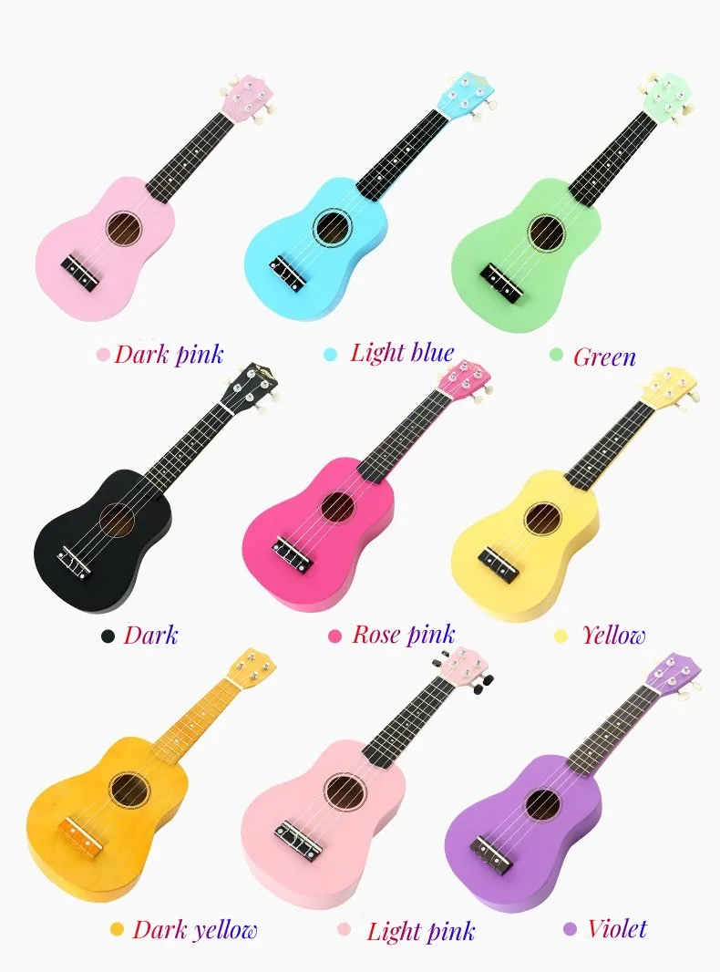 JELO AS-1 21 Inch Ukulele guitar Colorful Light Acoustic Guitar Musical Instrument Toy Children Kids Wholesale Available