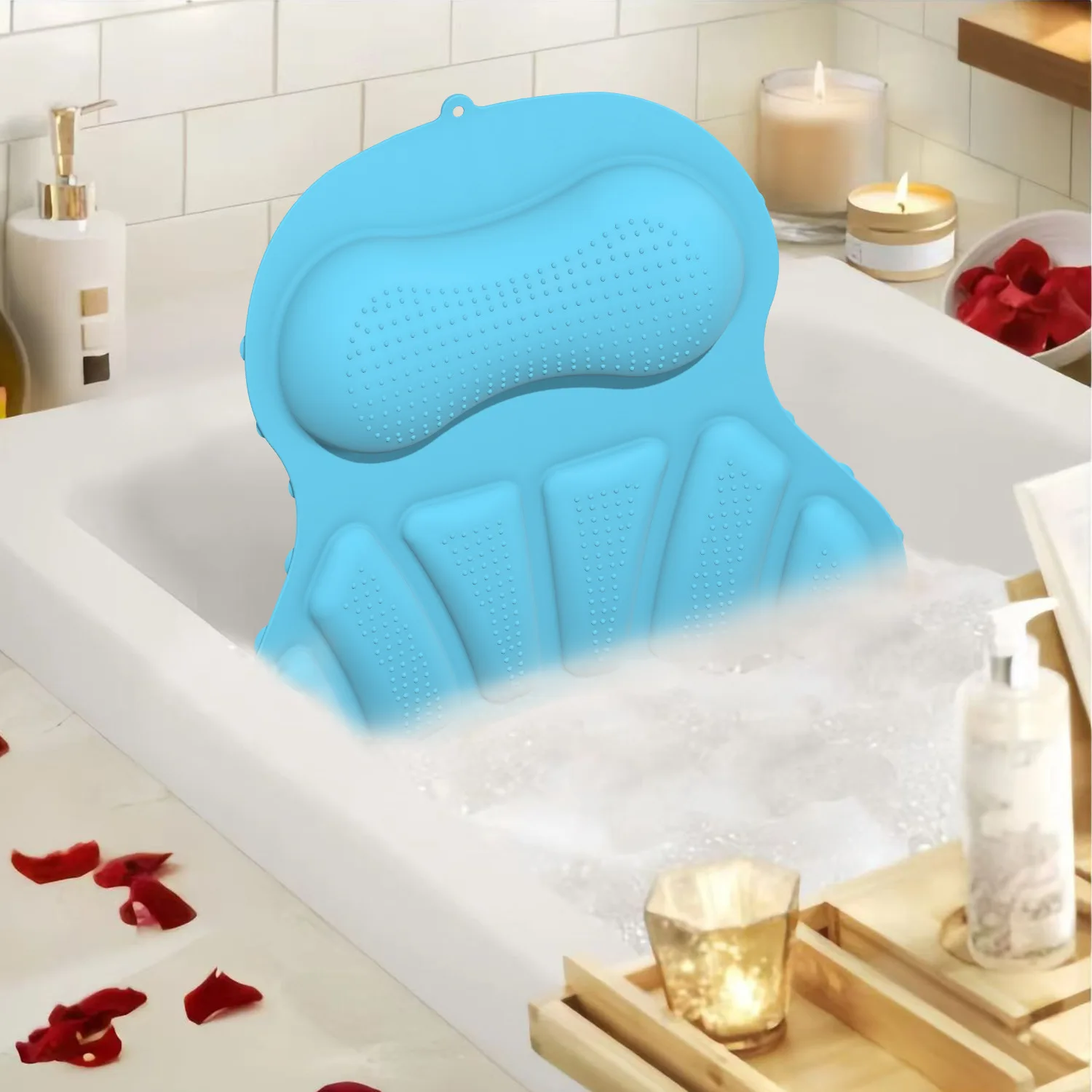 Thick Soft Bathtub Pillow Back Neck Support Pillow Spa Cushion for Tub Relaxing Headrest Bath Pillow