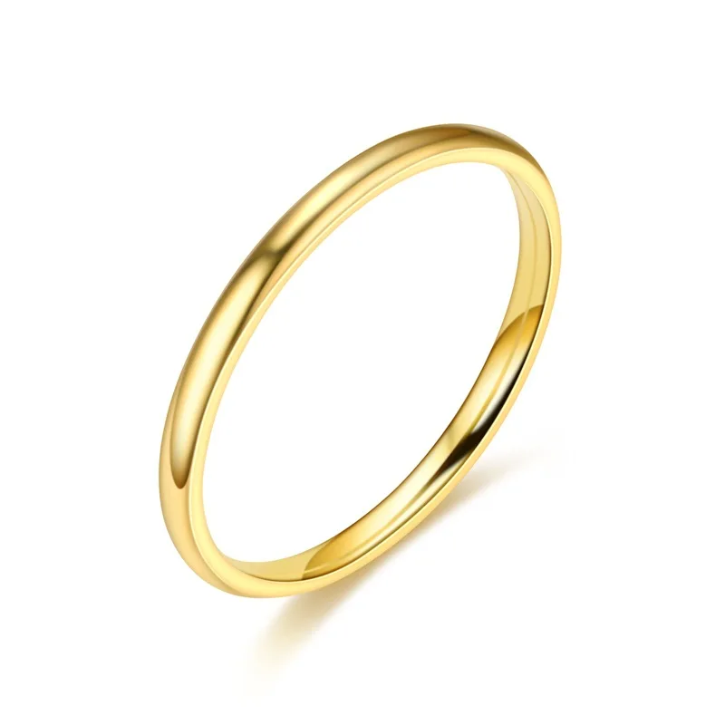 Модное 2 мм тонкое кольцо из титановой стали глянцевое парное кольцо из нержавеющей стали для женщин
