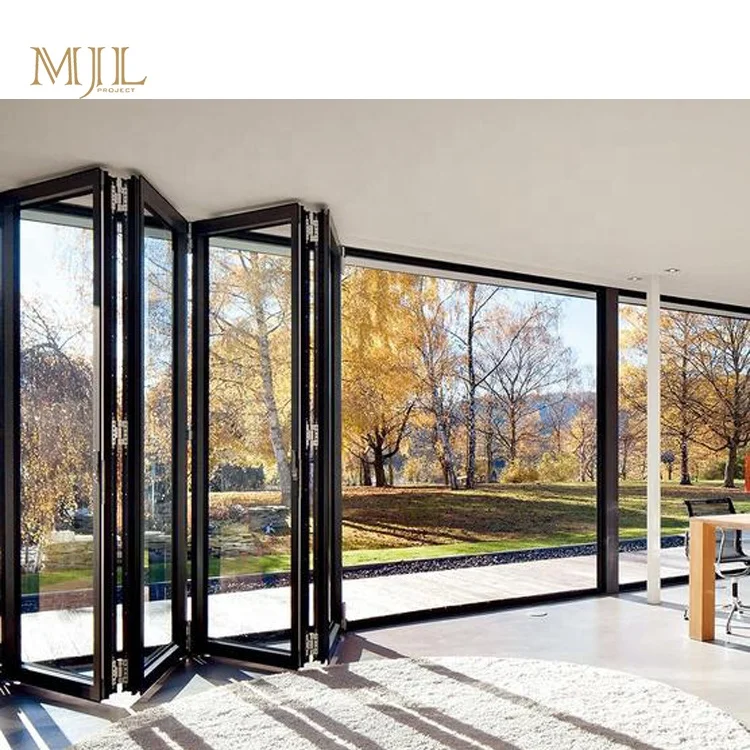 Aluminum Industrial Sound Proofed Glass Sliding Folding Door