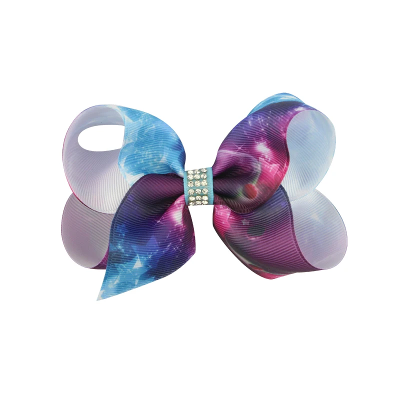 Summer new 4-inch ribbon Romantic Dream starry sky hair bow for girls hairbows with Diamond