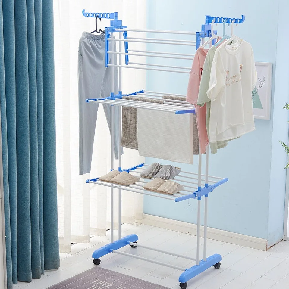 Floor standing clothes hanger  retractable folding clothes drying rack indoor foldable laundry rack outdoor towel stand