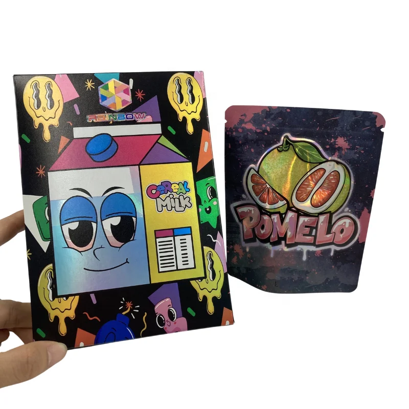 Holographic Surface Custom Size LOGO Paper Box Cereal Box for 3.5g Mylar Bag