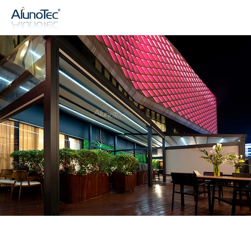 High-Quality Outdoor Solar Garden Gazebo Aluminum PVC Retractable Roof Carport Canopy Pergola Awning