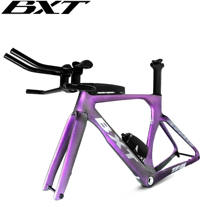 BXT TT Bike Frame Set Carbon Fiber 700*32C With TT Handlebar Storage Case Racing Cycling Time Trial Triathlon Bicycle Frameset