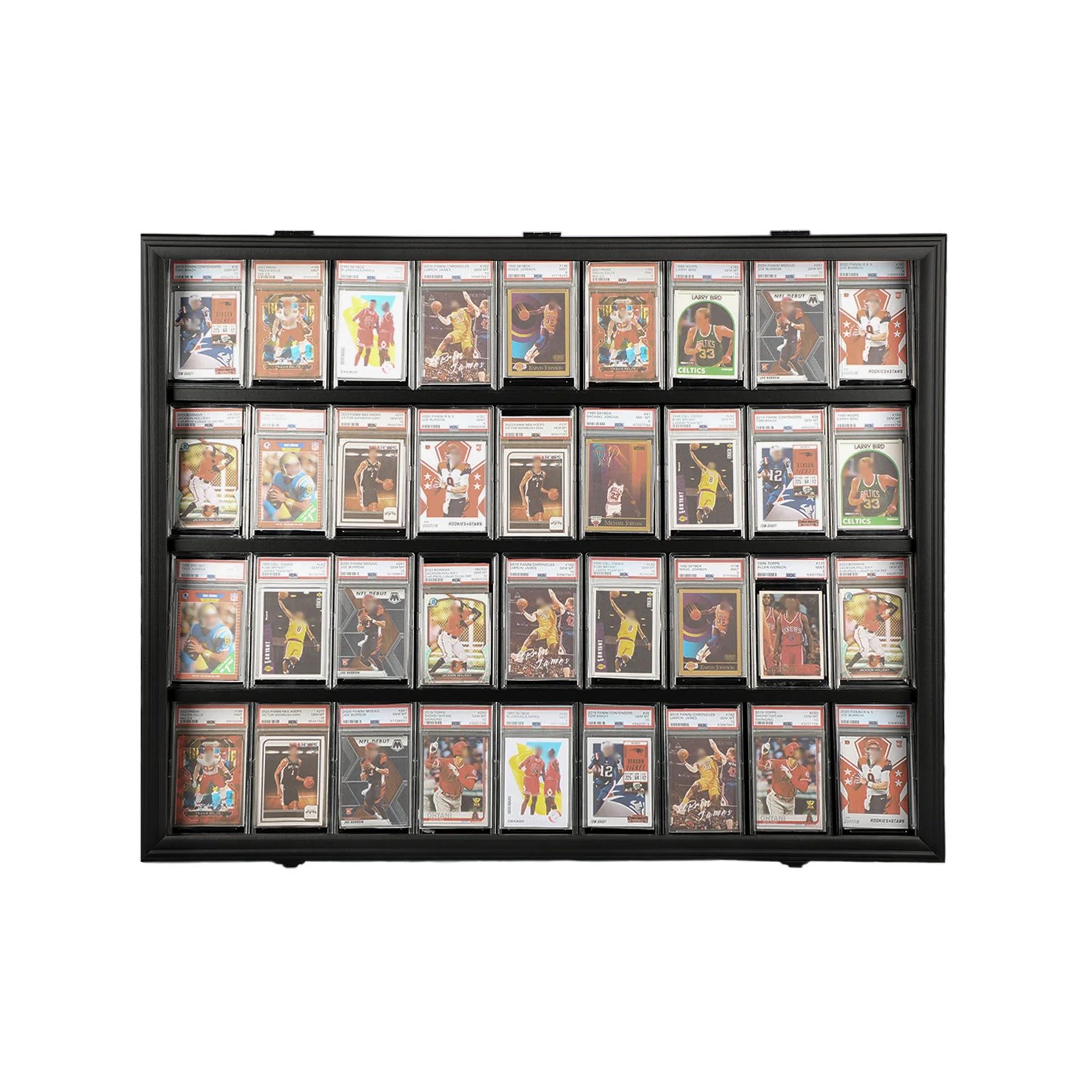 Trading Card Display Case Large Black Horizontal 36 Graded Sports Card Display Frame with UV Protection Clear View Acrylic