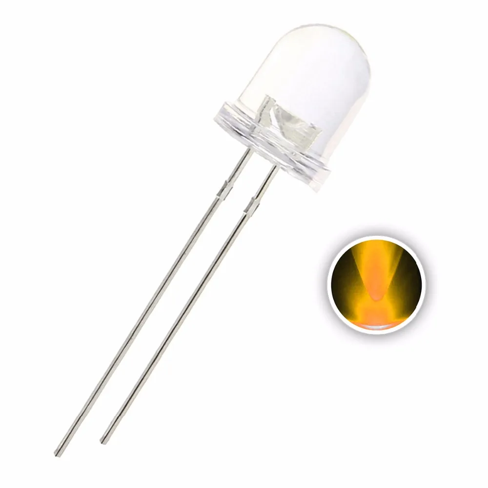 Water Clear 588-592nm 8 mm LED Light-Emitting Lamp 8mm Yellow LED Diode Free samples