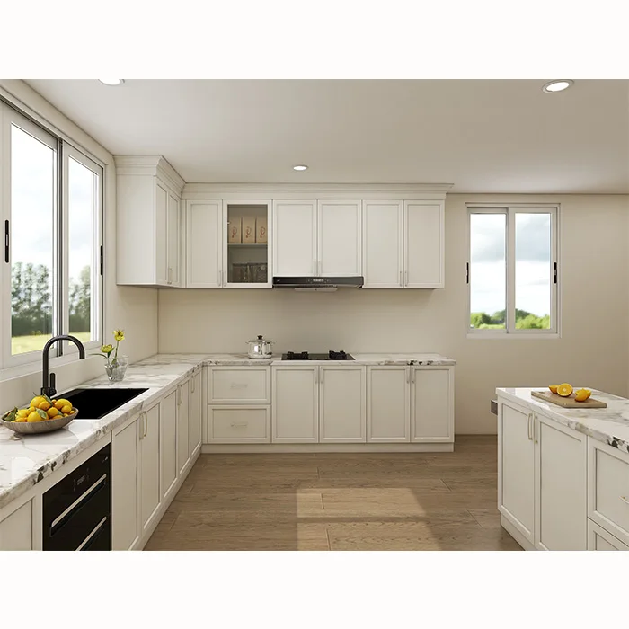 Modern luxury pantry kitchen cabinet units island white shaker wood hutch cabinet doors