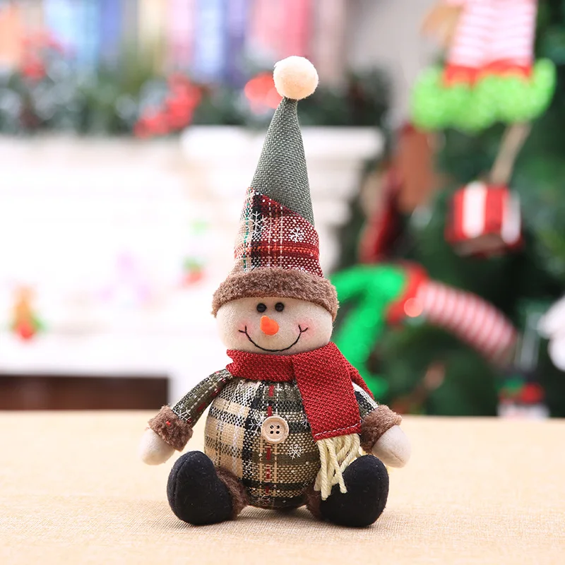 Sinyoo Christmas Tree Ornaments Cartoon Doll Snowflake Plaid Cloth Doll Christmas Tree Ornaments