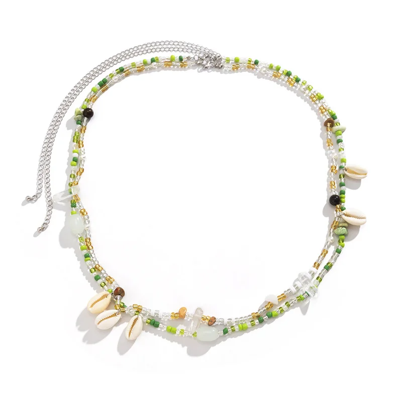 Summer Holiday Sexy Belly Chain Shell Glass Stone Rice Beads Multi-Layer Body Chain Gravel Tassel Waist Chains Women Jewelry