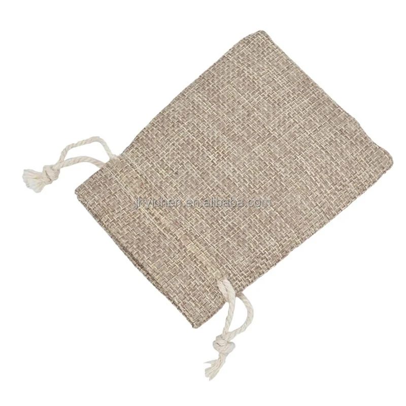 Custom Sizes Natural Burlap Linen Holiday Gift Drawstring Bag Jute Body Care Pouch