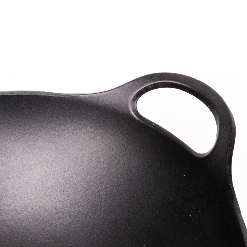 wholesale Matte black enamel Heavy Duty Construction Cast Iron chinese dish Grilling Wok Griddle Stir Fry Pan cooking wok