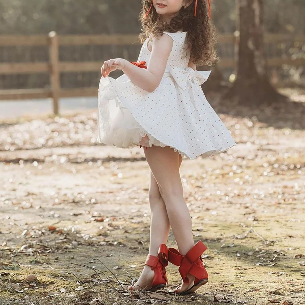 Christmas sleeveless dress white red polka dot holly print red ribbon summer knitted sleeveless fitted dress