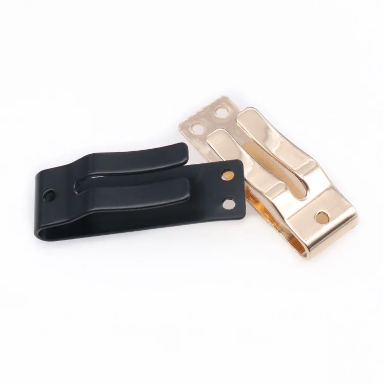 Custom Carved Logo Metal Ribbon Crimp End Cord Folding Claw Rope Belt End Clips