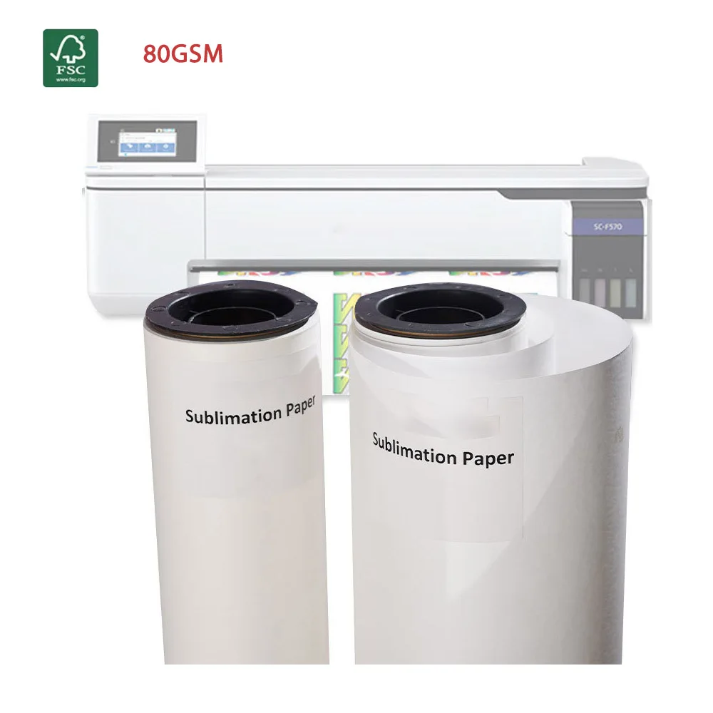 fast dry custom size 60/70/80/90/100 gsm fast dry sublimation paper roll for fabric printing