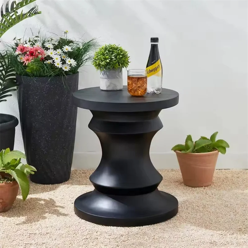 Black Chess Garden Stool ,fiberglass  Planter Stand,outdoor Accent Table, Side Table for living room