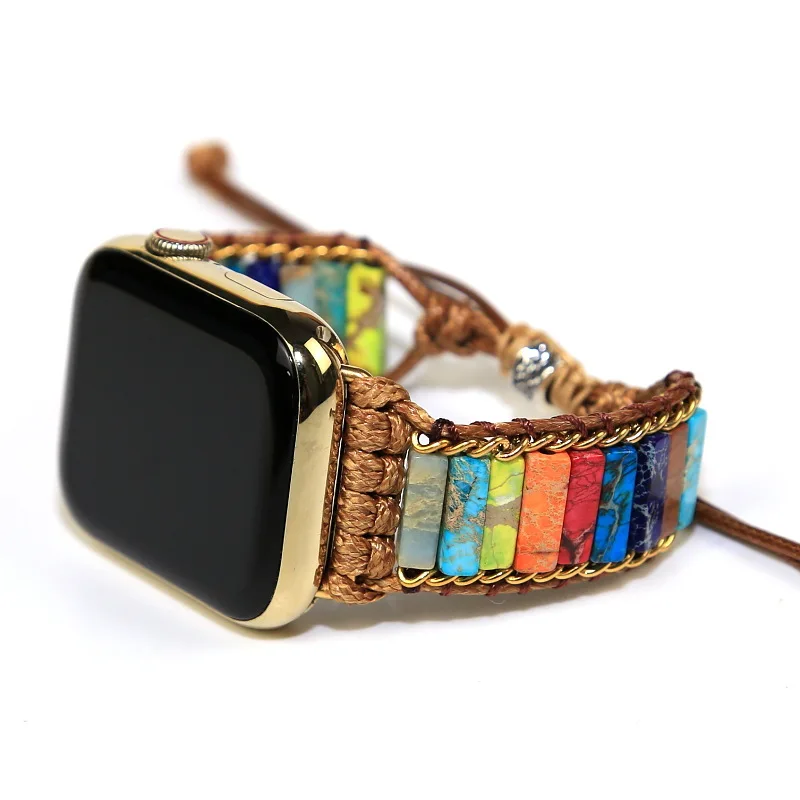 Full Natural gem bracelet woven bracelet suitable for smart watches Touch Screen SmartWatch Android and iOS Watch bracelet