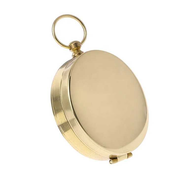 Outdoor Hiking Camping Navigation Survival Pocket golden cover Brass Watch Magnetic brass compass